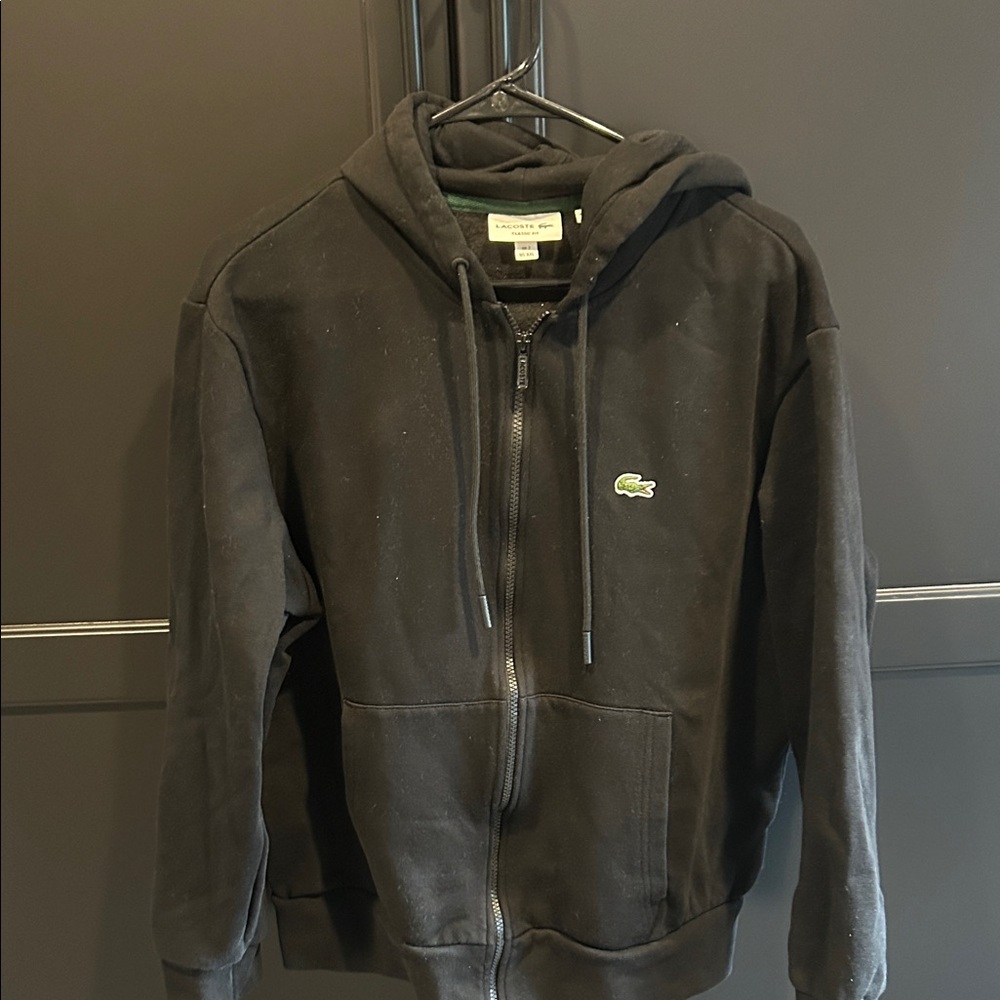 Lacoste Classic Black Hoodie with Logo